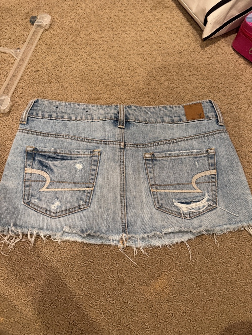American Eagle Outfitters Light Blue Distressed Denim Mini Skirt - Picture 2 of 2